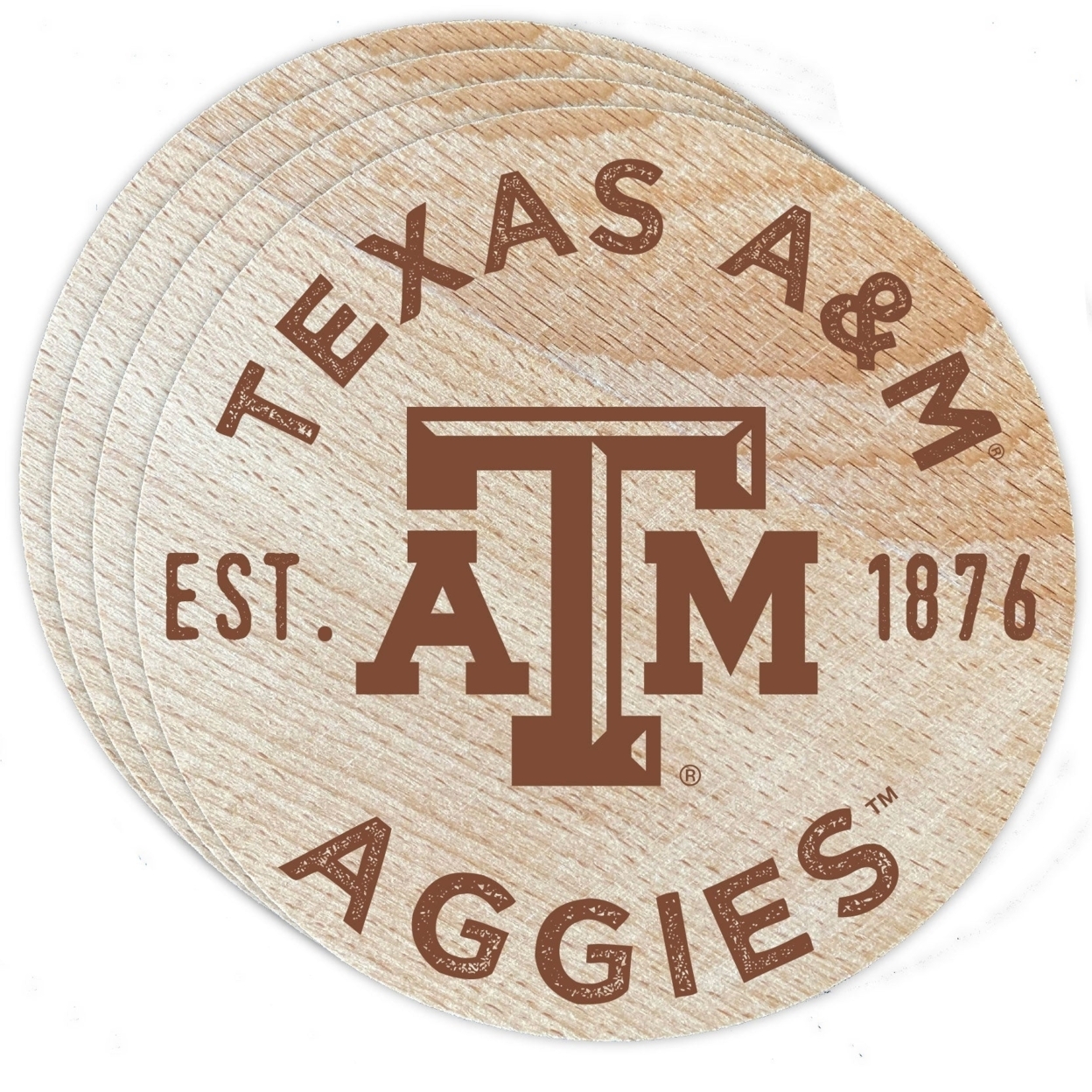 Texas A&M Aggies Wood Coaster Engraved 4 Pack