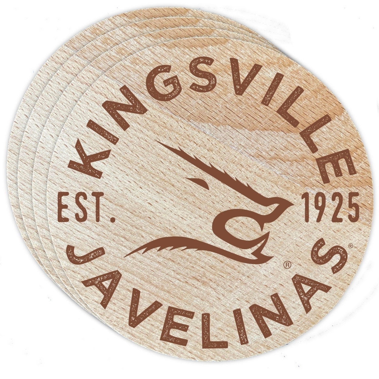 Texas A&M Kingsville Javelinas Wood Coaster Engraved 4 Pack