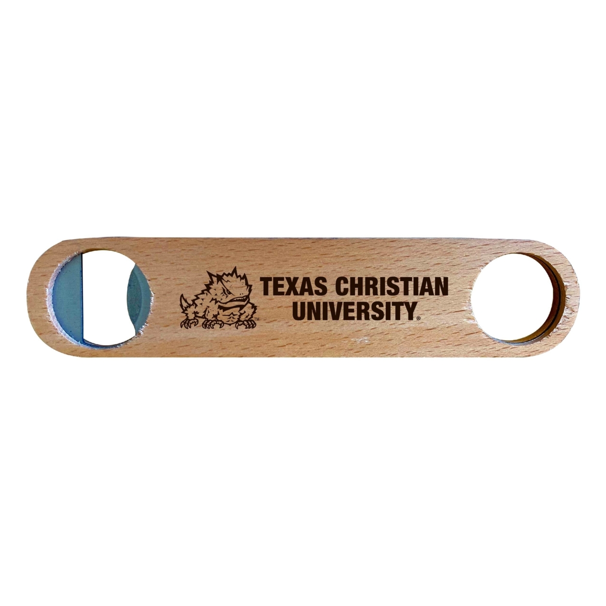 Texas Christian University Laser Etched Wooden Bottle Opener College Logo Design