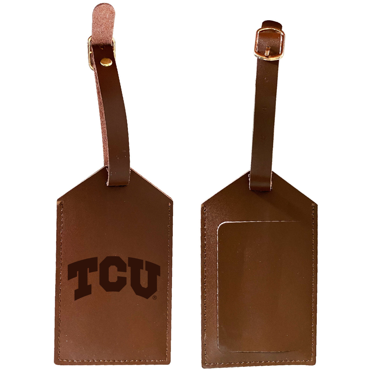 Texas Christian University Leather Luggage Tag Engraved