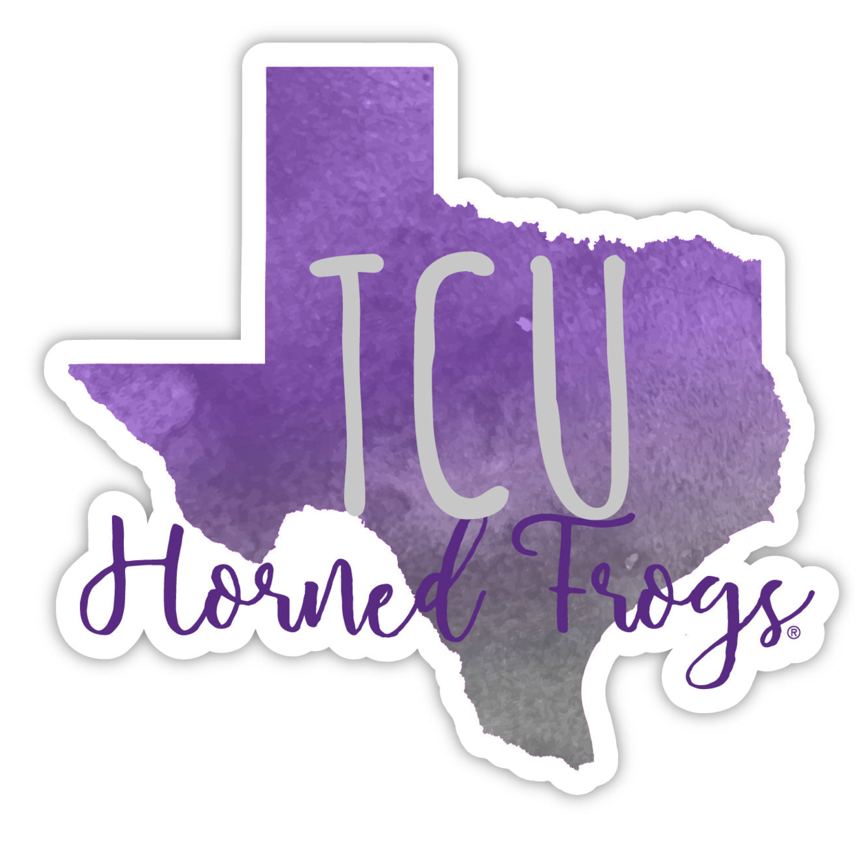 Texas Christian University Watercolor State Die Cut Decal 2-Inch