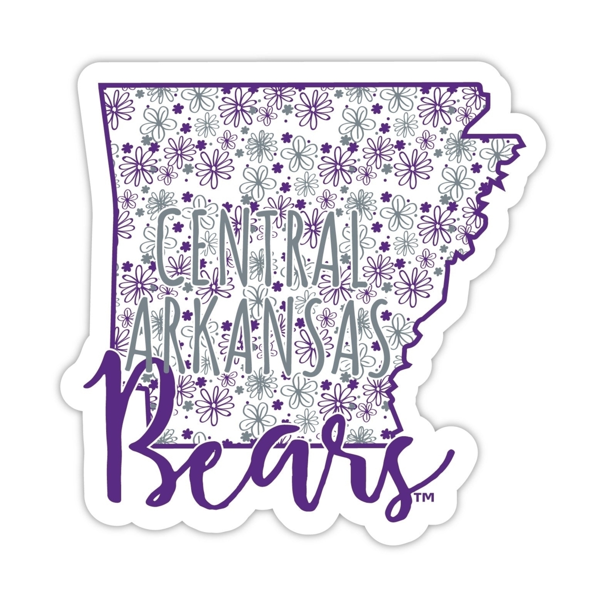 Central Arkansas Bears Floral State Die Cut Decal 2-Inch