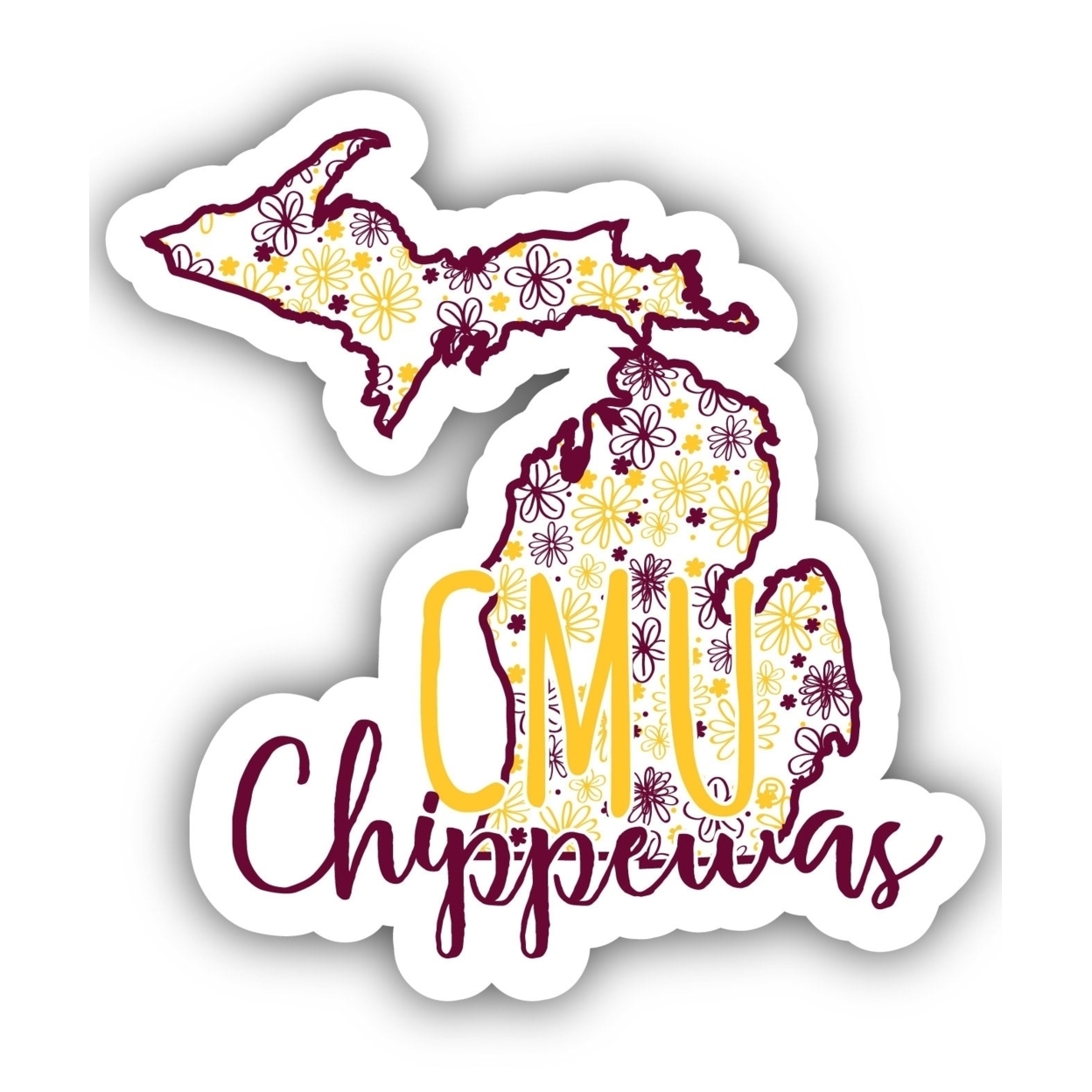 Central Michigan University Floral State Die Cut Decal 2-Inch