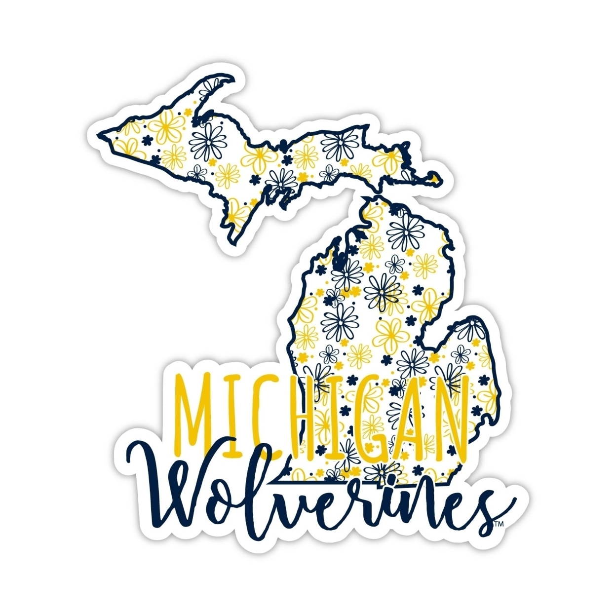 Michigan Wolverines Floral State Die Cut Decal 2-Inch