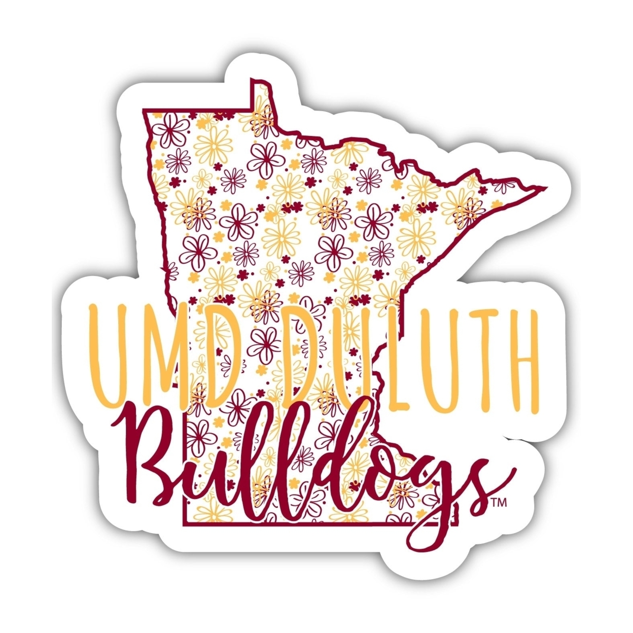 Minnesota Duluth Bulldogs Floral State Die Cut Decal 2-Inch