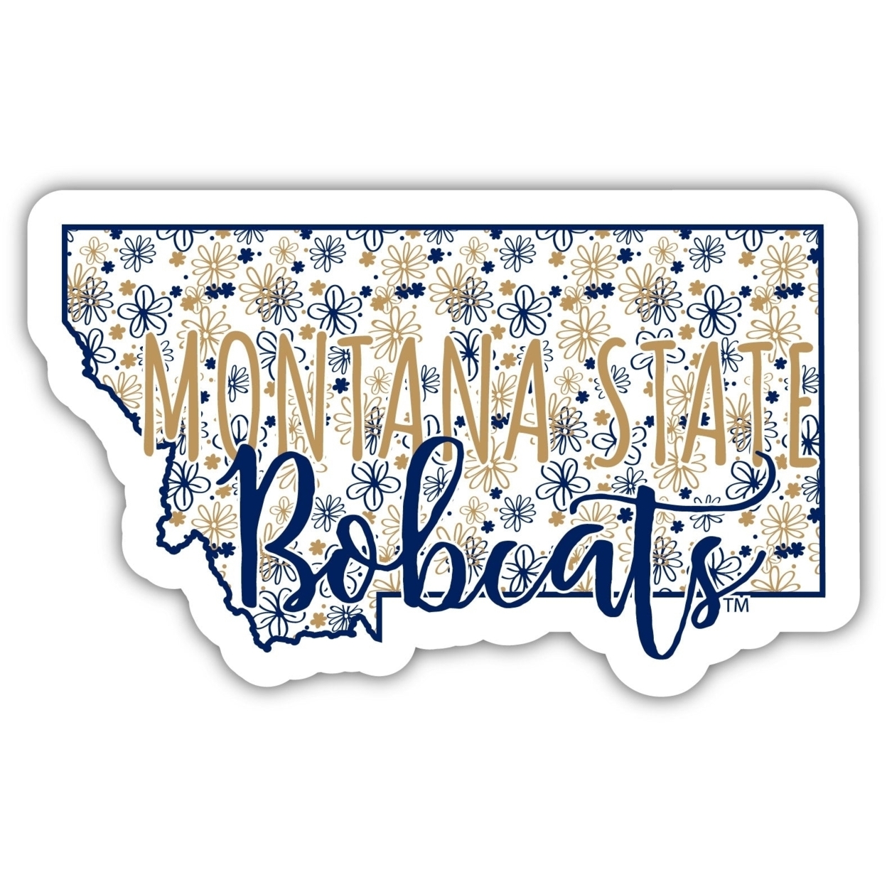 Montana State Bobcats Floral State Die Cut Decal 2-Inch