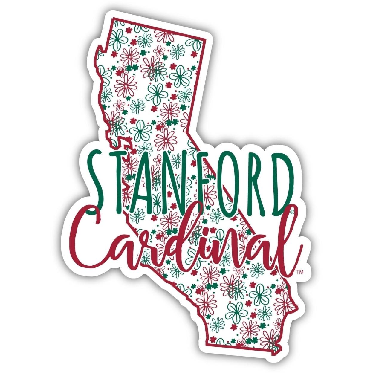 Stanford University Floral State Die Cut Decal 2-Inch