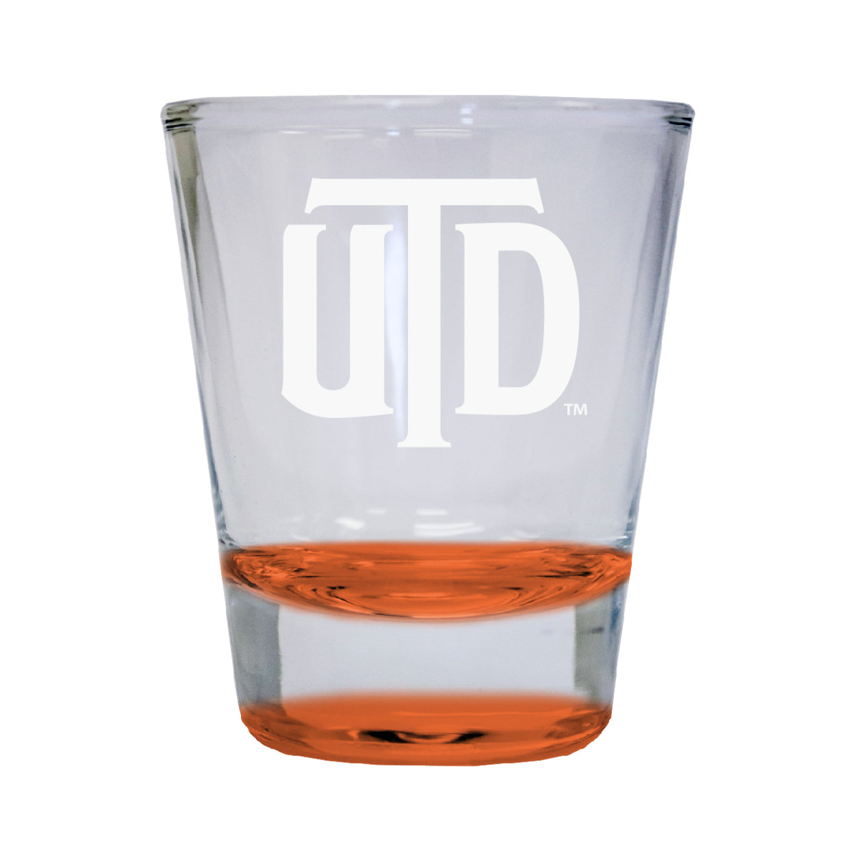 University Of Texas At Dallas Etched Round Shot Glass 2 Oz Orange