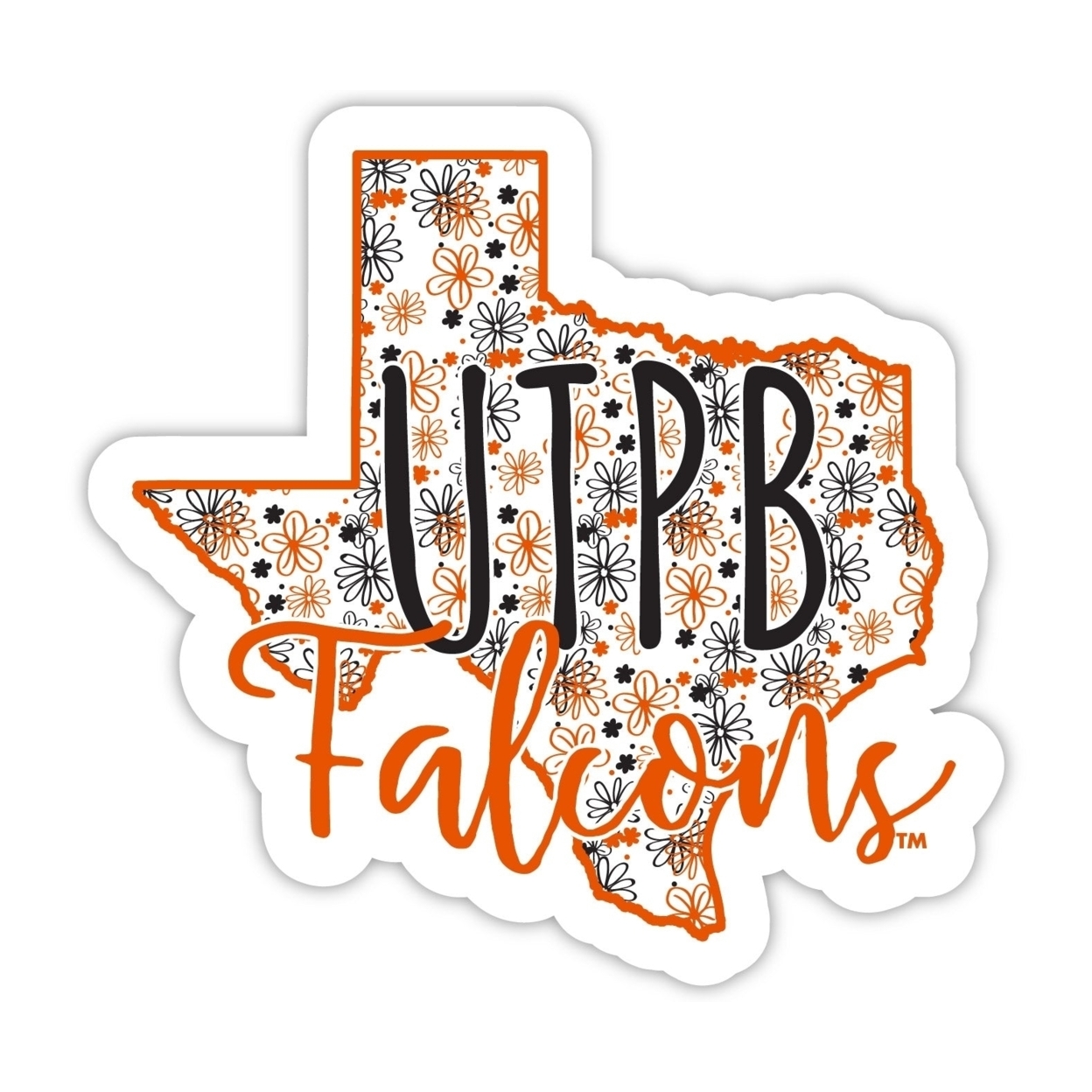 University Of Texas Of The Permian Basin Floral State Die Cut Decal 2-Inch