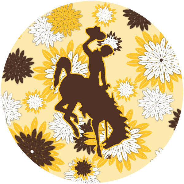 University Of Wyoming 4 Inch Round Floral Magnet