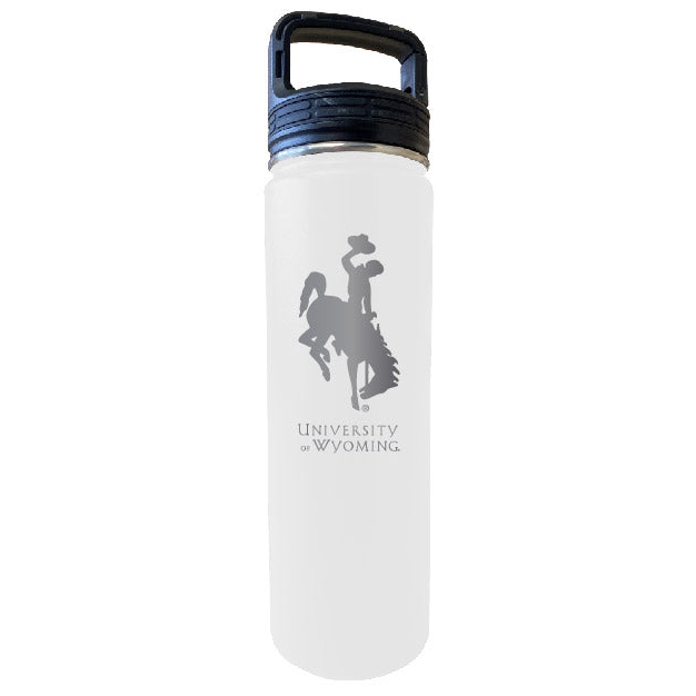 University Of Wyoming 32 Oz Engraved Insulated Double Wall Stainless Steel Water Bottle Tumbler (White)