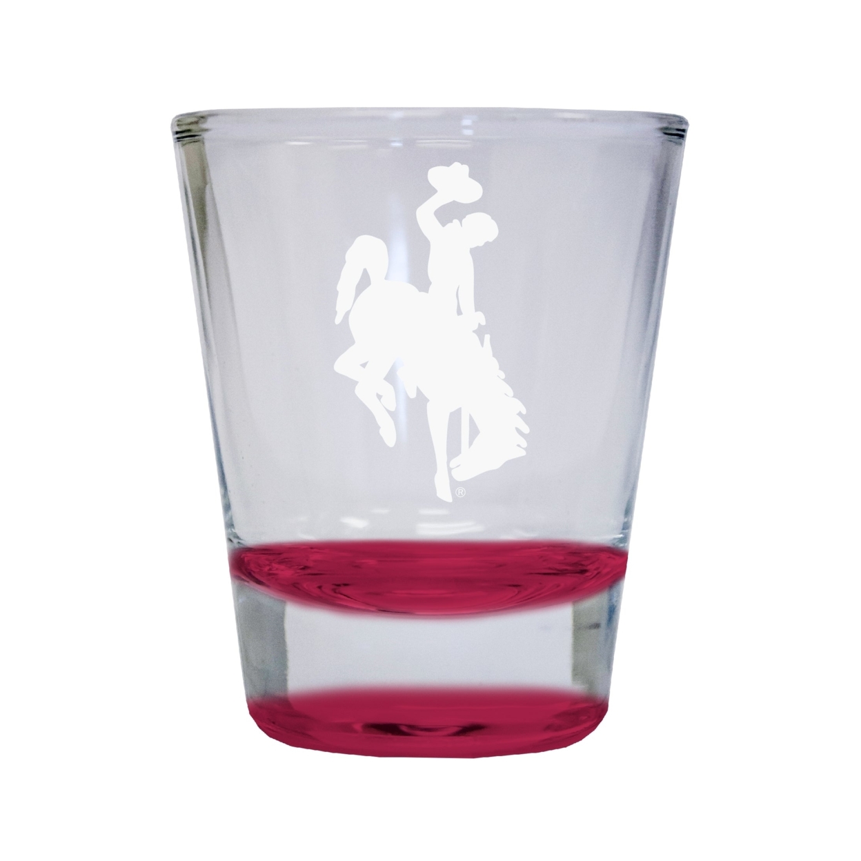 University Of Wyoming Etched Round Shot Glass 2 Oz Red