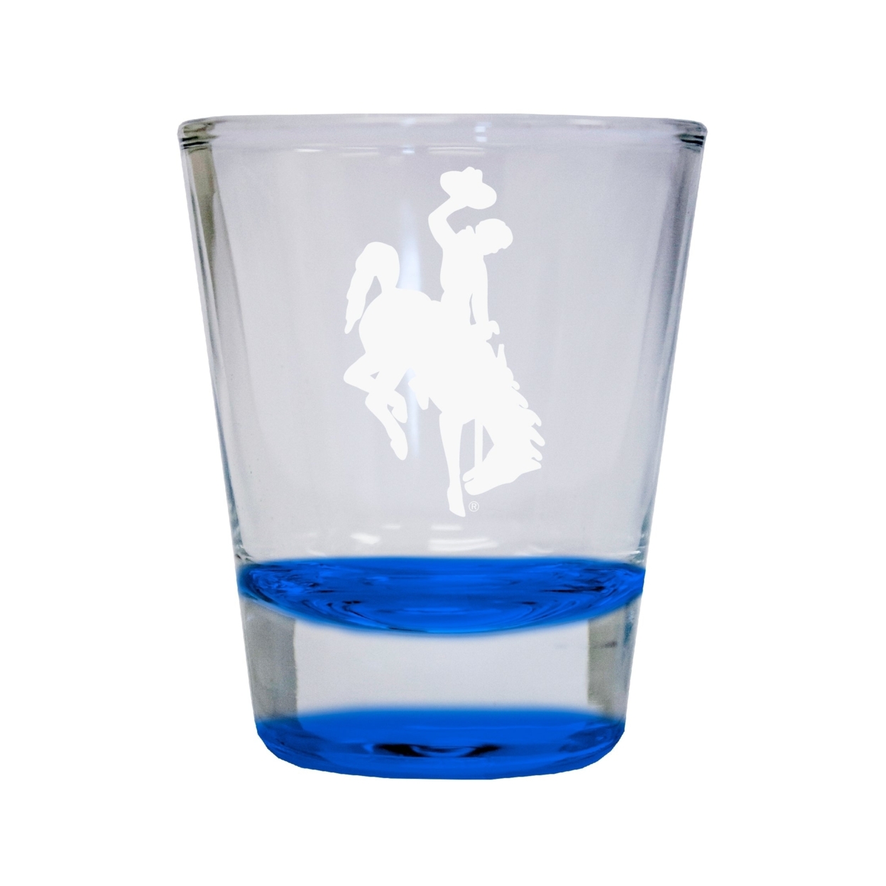 University Of Wyoming Etched Round Shot Glass 2 Oz Blue