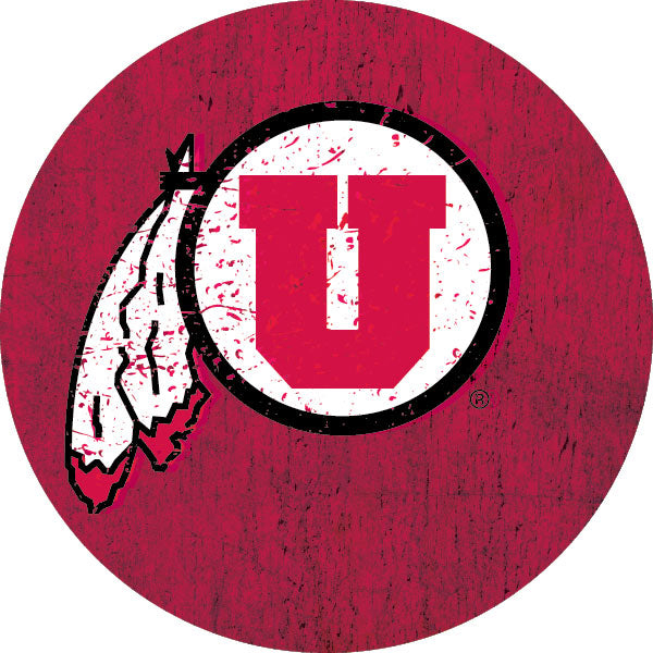 Utah Utes Distressed Wood Grain 4 Round Magnet