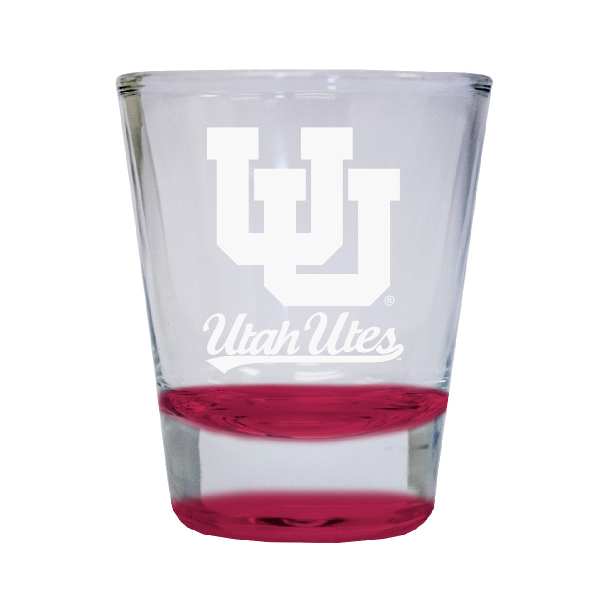 Utah Utes Etched Round Shot Glass 2 Oz Red
