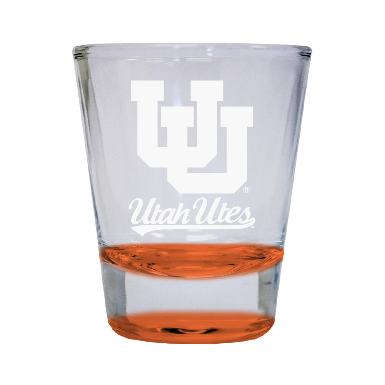 Utah Utes Etched Round Shot Glass 2 Oz Orange
