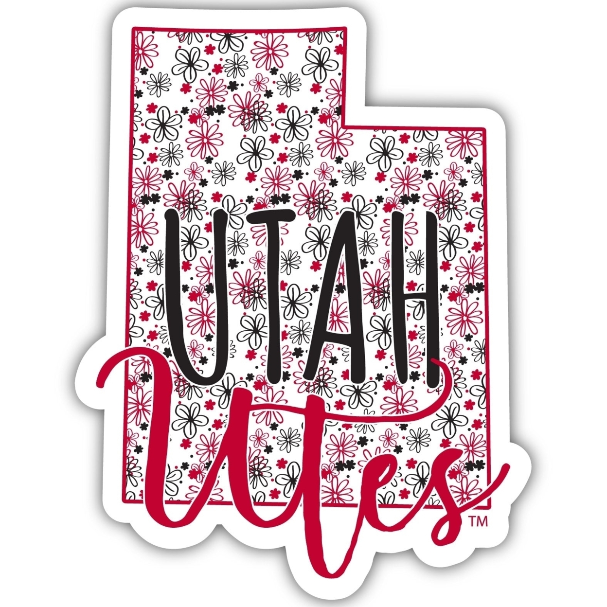 Utah Utes Floral State Die Cut Decal 2-Inch