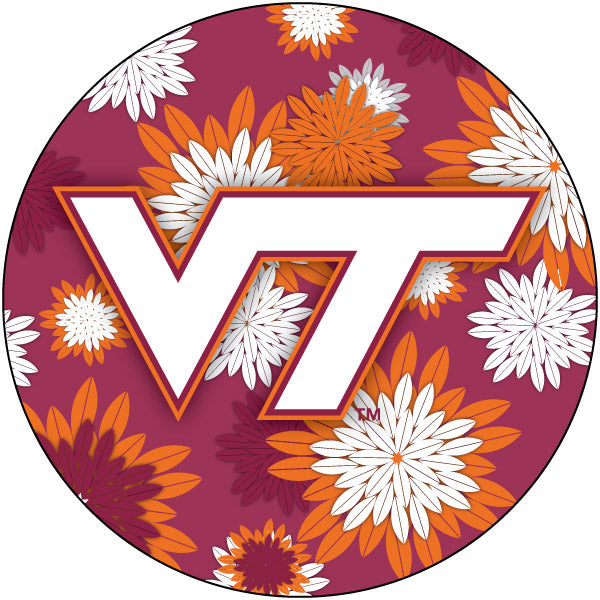 Virginia Polytechnic Institute VT Hokies 4 Inch Round Floral Magnet