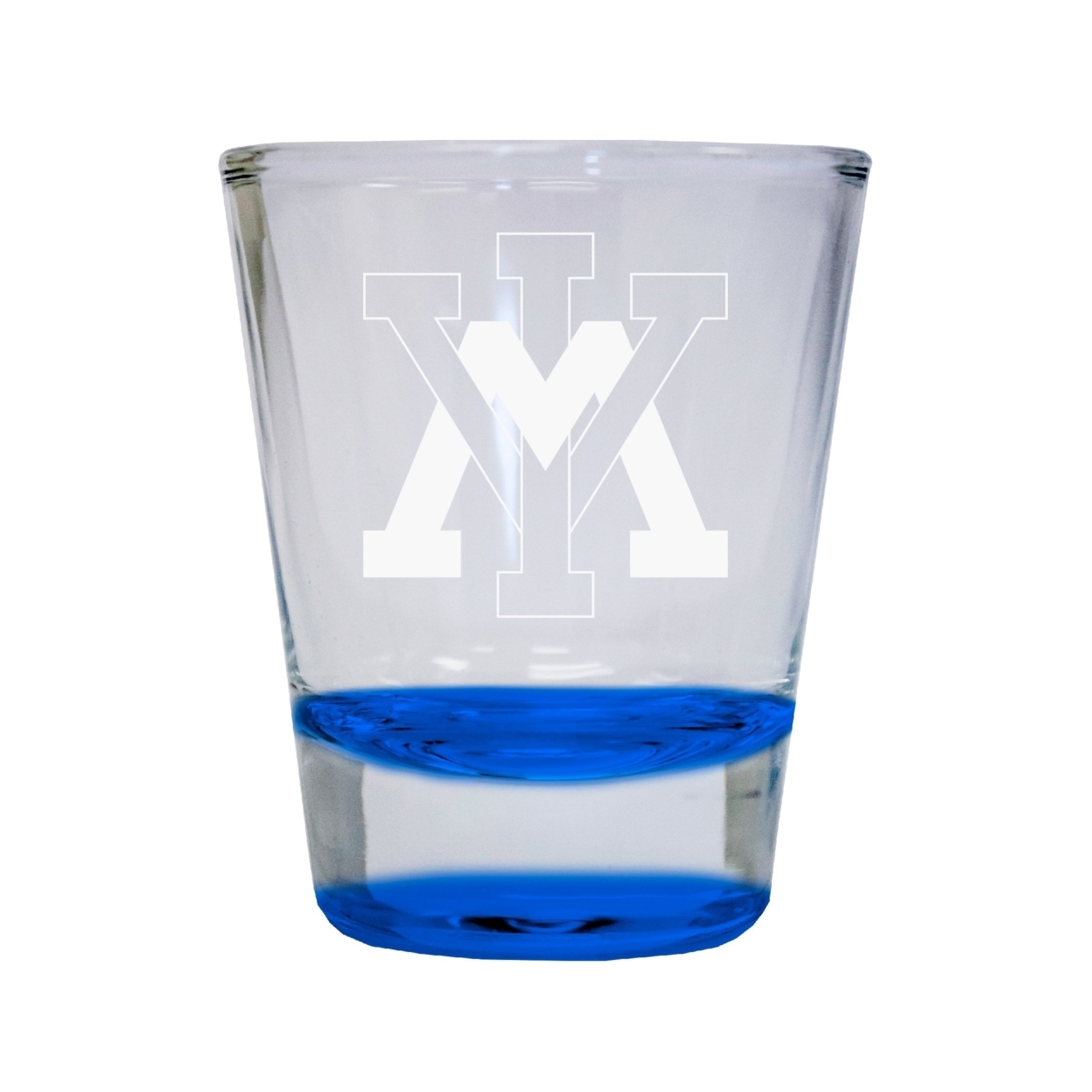 VMI Keydets Etched Round Shot Glass 2 Oz Blue