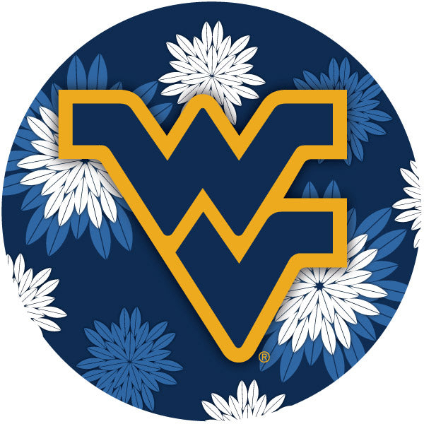 West Virginia Mountaineers 4 Inch Round Floral Magnet