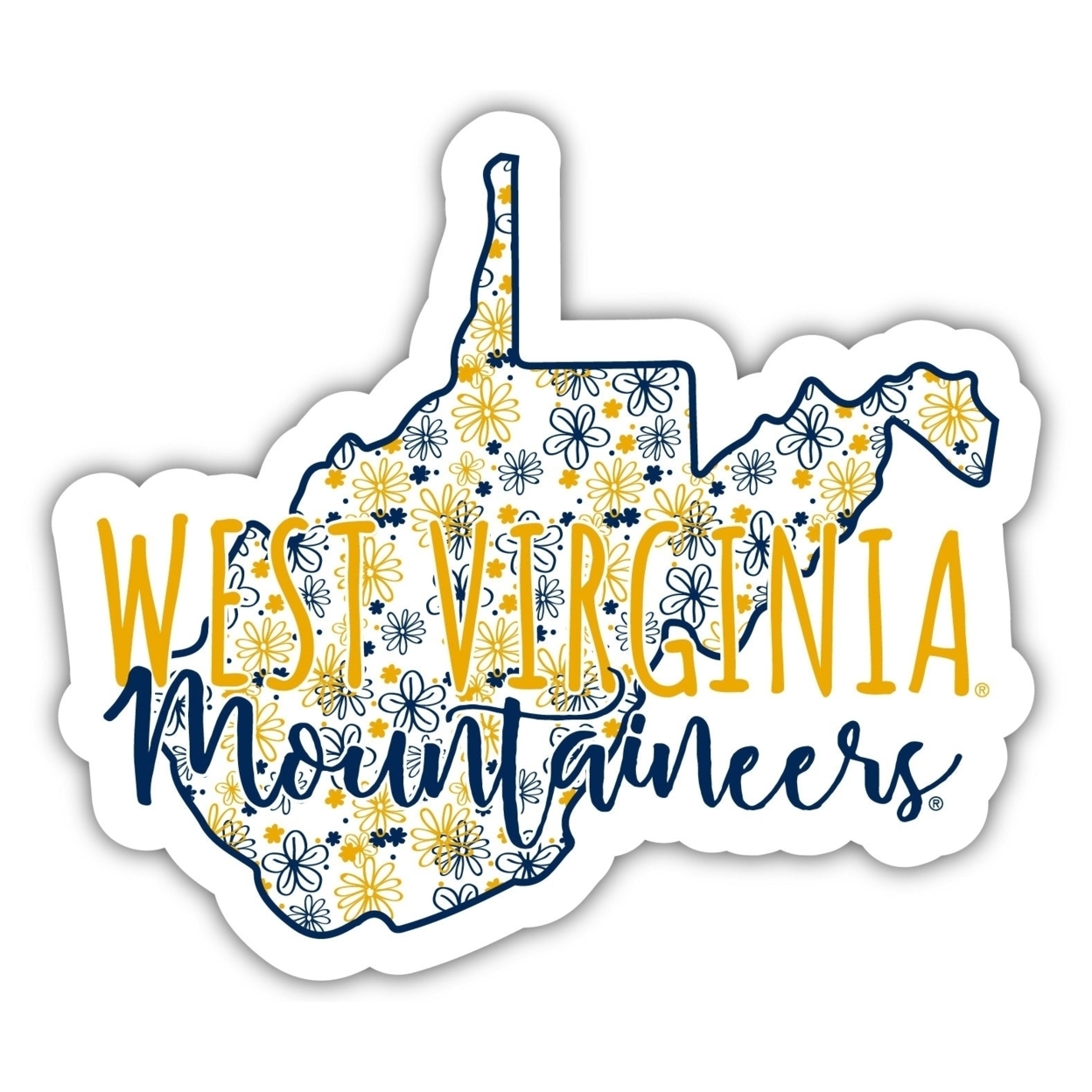 West Virginia Mountaineers Floral State Die Cut Decal 2-Inch