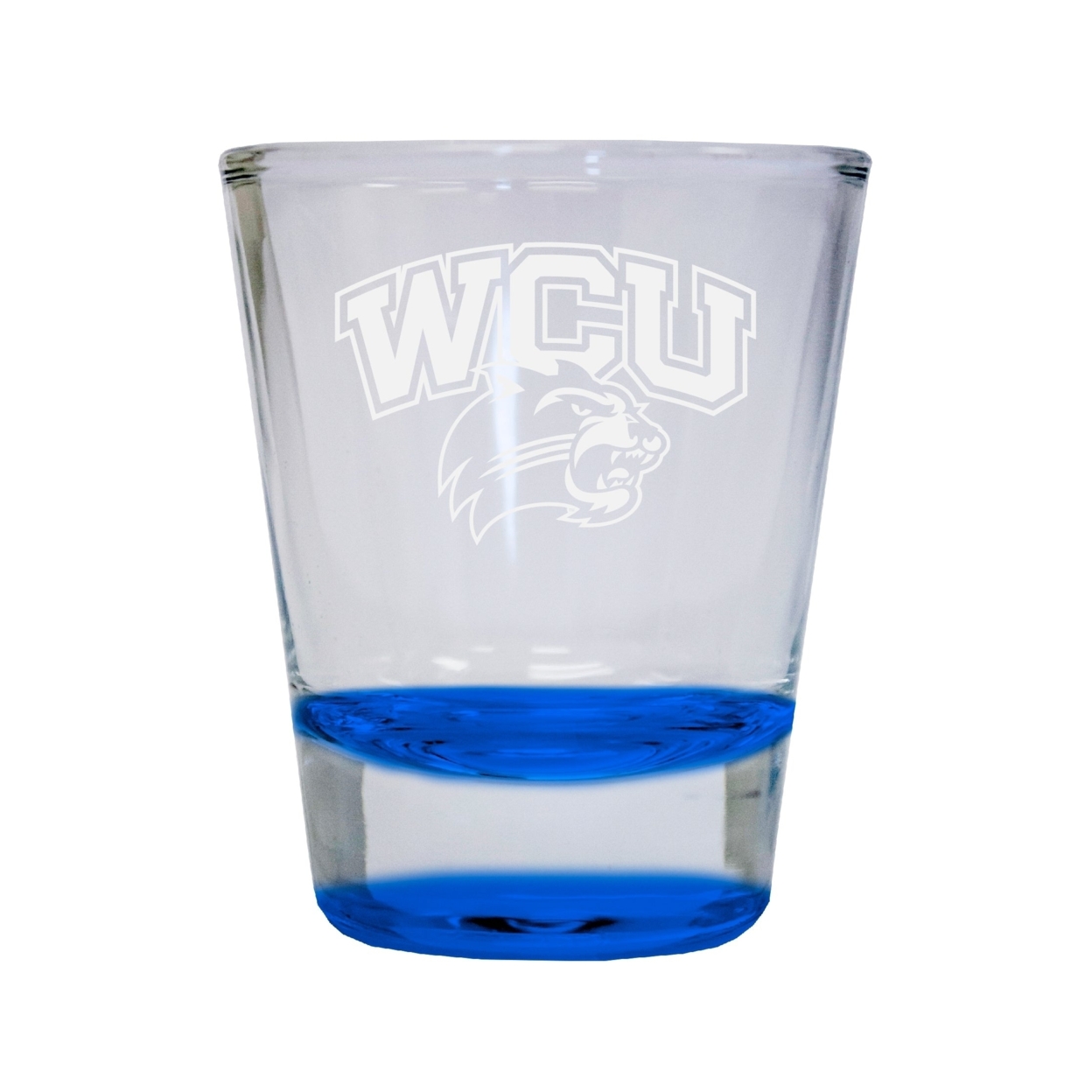 Western Carolina University Etched Round Shot Glass 2 Oz Blue