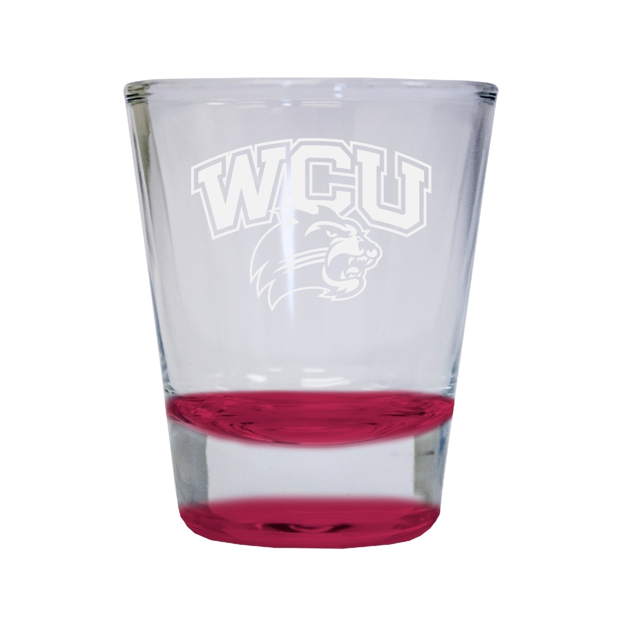 Western Carolina University Etched Round Shot Glass 2 Oz Red