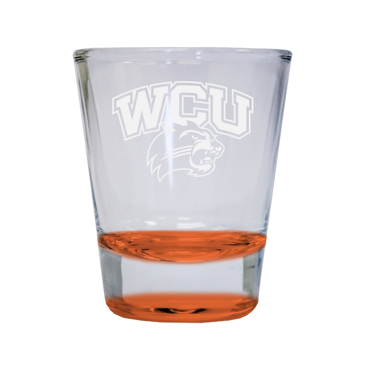 Western Carolina University Etched Round Shot Glass 2 Oz Orange