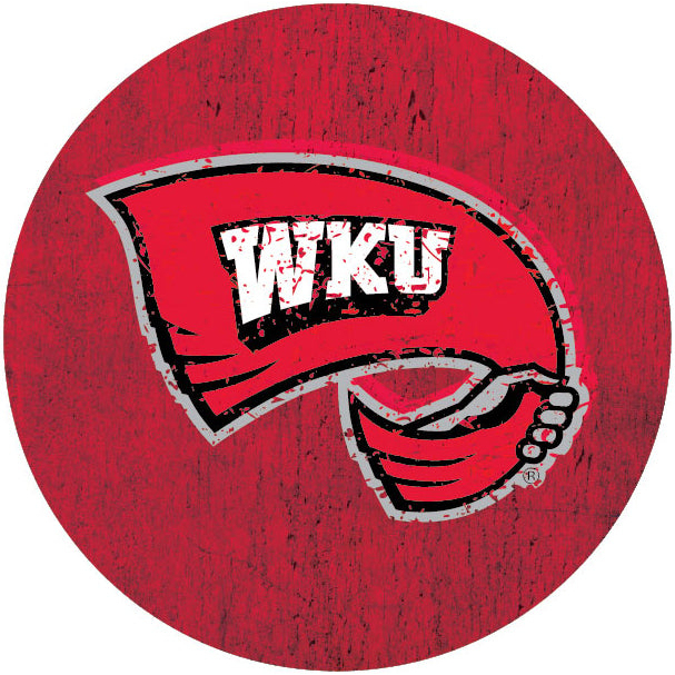 Western Kentucky Hilltoppers Distressed Wood Grain 4 Inch Round Magnet