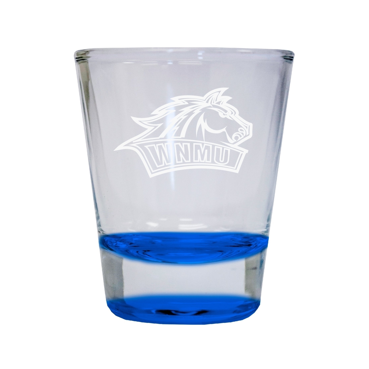 Western New Mexico University Etched Round Shot Glass 2 Oz Blue