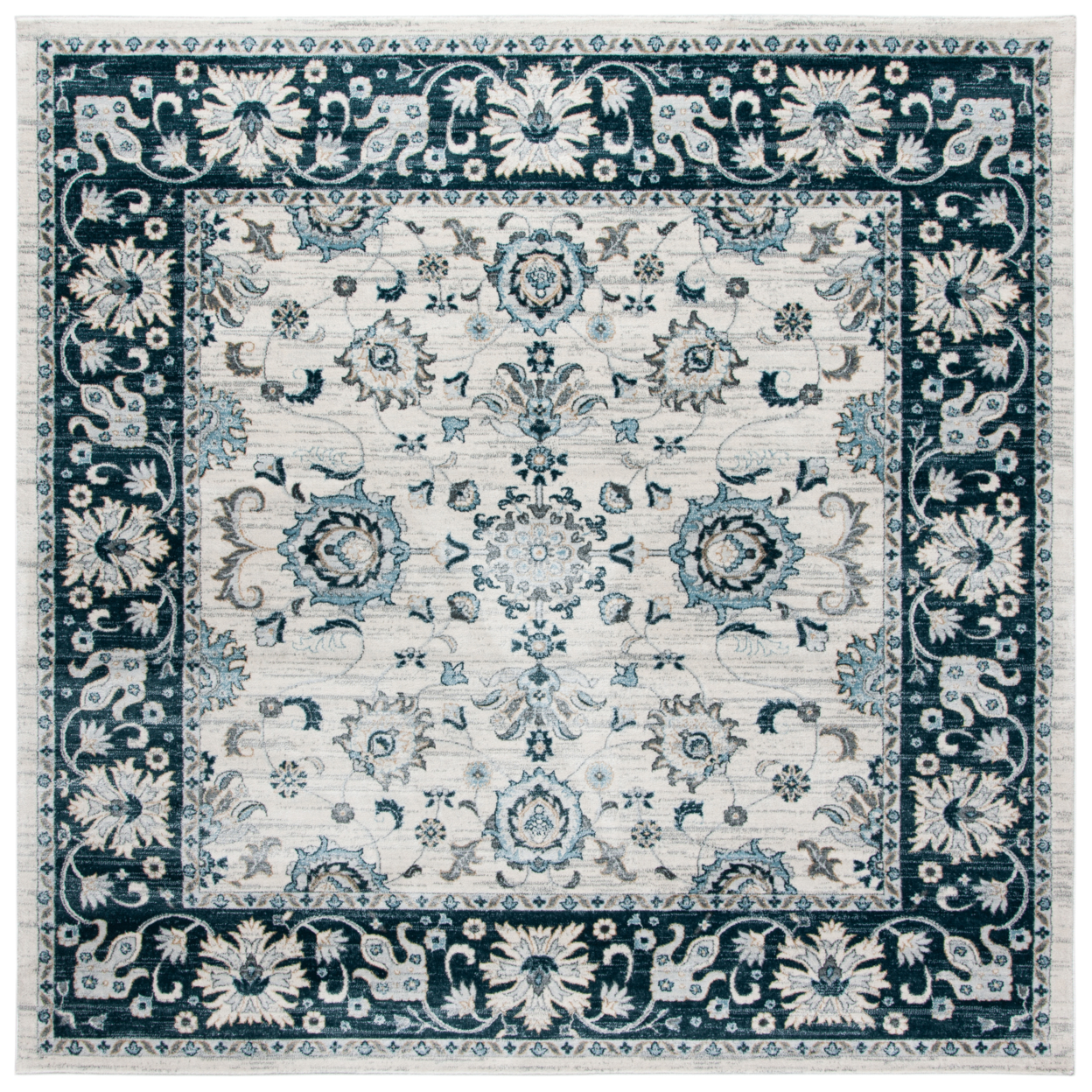 SAFAVIEH Isabella Collection ISA940A Cream / Navy Rug - 6-7 X 6-7 Square