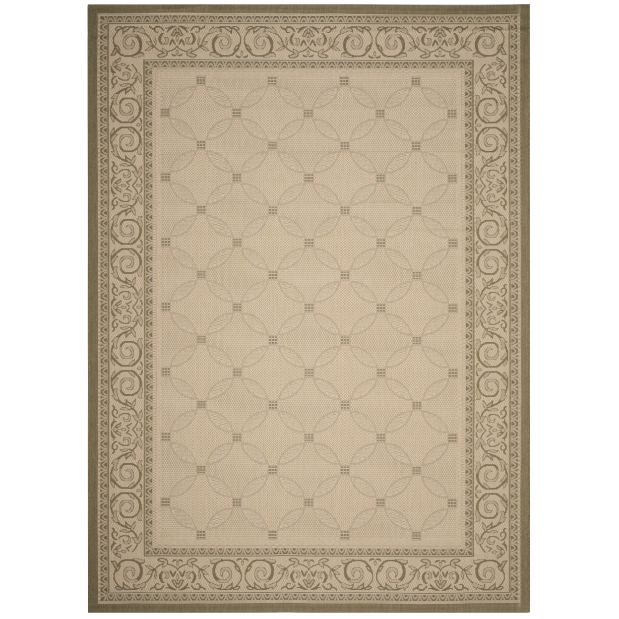 SAFAVIEH Outdoor CY1502-1E01 Courtyard Natural / Olive Rug - 8' X 11'