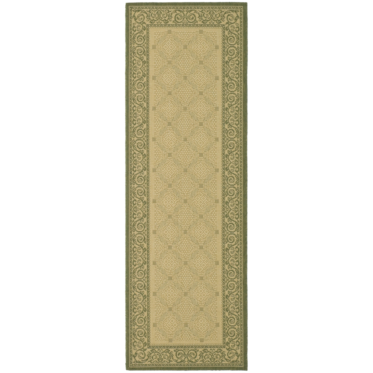 SAFAVIEH Outdoor CY1502-1E01 Courtyard Natural / Olive Rug - 2'-3 X 6'-7