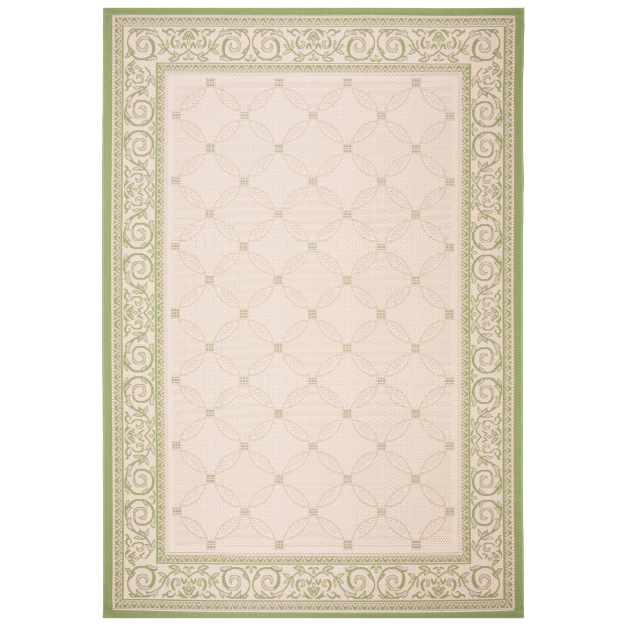 SAFAVIEH Outdoor CY1502-1E01 Courtyard Natural / Olive Rug - 6'-7 X 9'-6