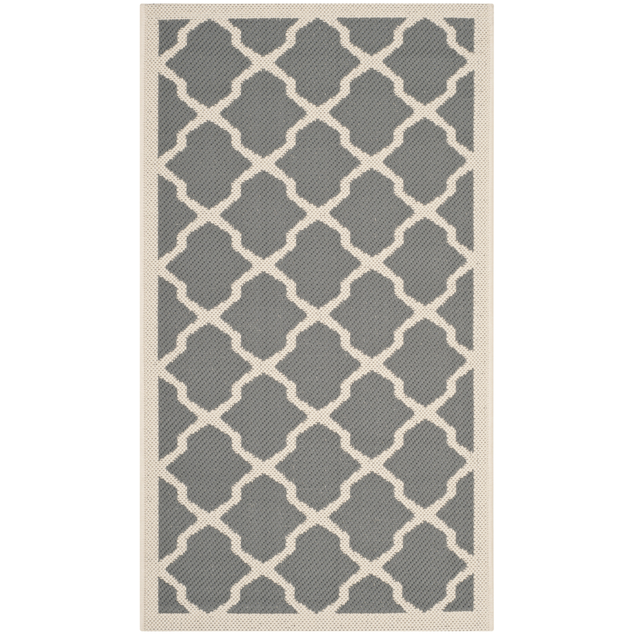 SAFAVIEH Outdoor CY6903-246 Courtyard Anthracite / Beige Rug - 4' Square