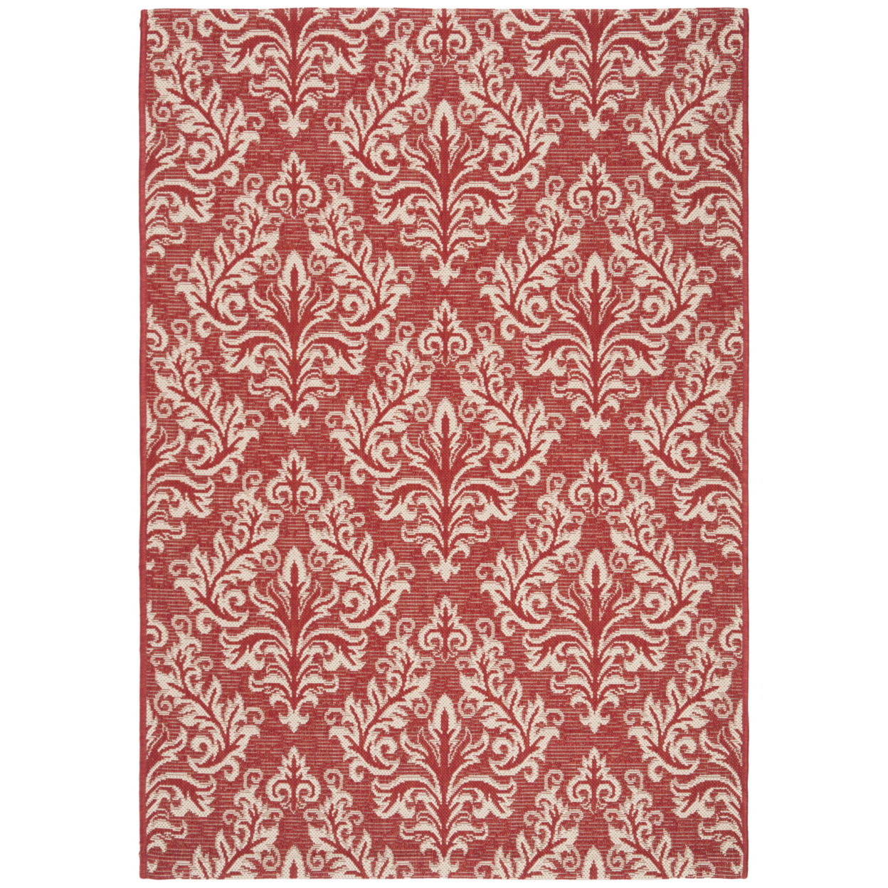 SAFAVIEH Outdoor CY6930-28 Courtyard Collection Red / Creme Rug - 4' X 5' 7