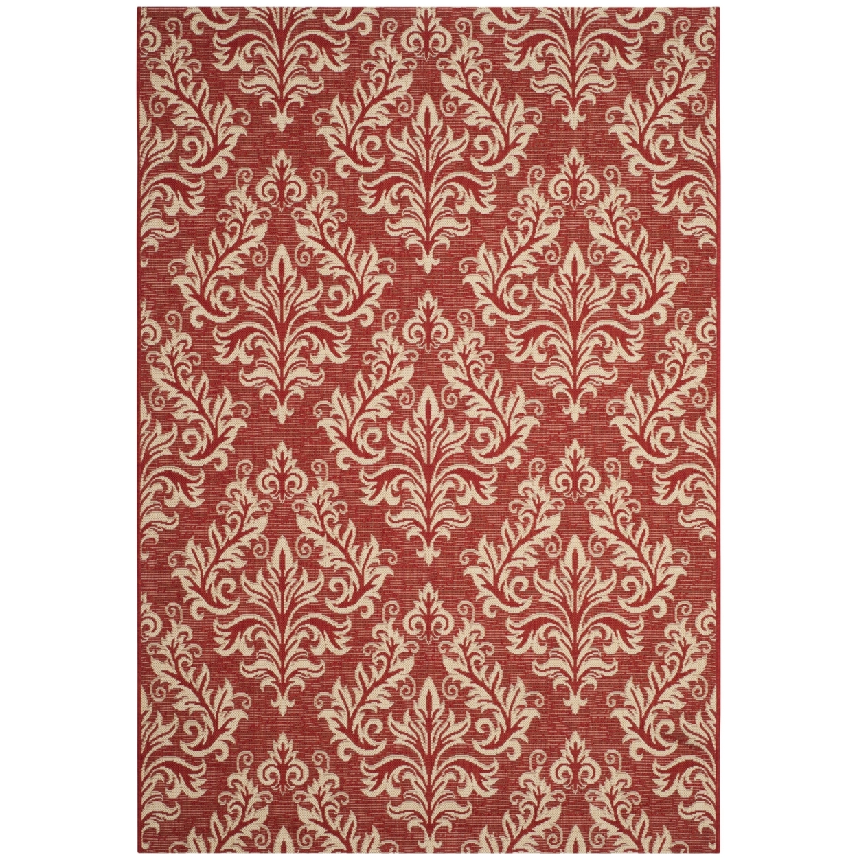 SAFAVIEH Outdoor CY6930-28 Courtyard Collection Red / Creme Rug - 5' 3 X 7' 7