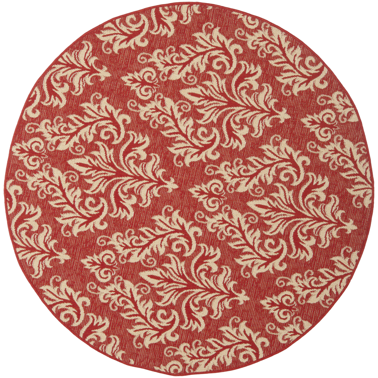 SAFAVIEH Outdoor CY6930-28 Courtyard Collection Red / Creme Rug - 5' 3 Round