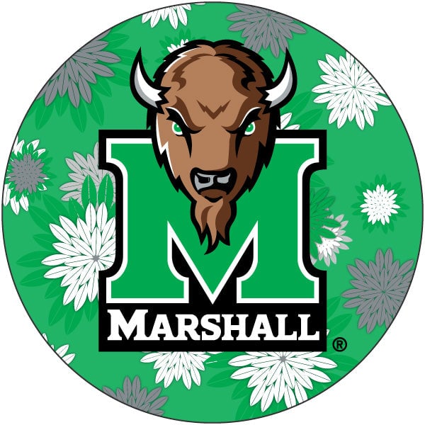 Marshall Thundering Herd 4 Inch Round Floral Magnet
