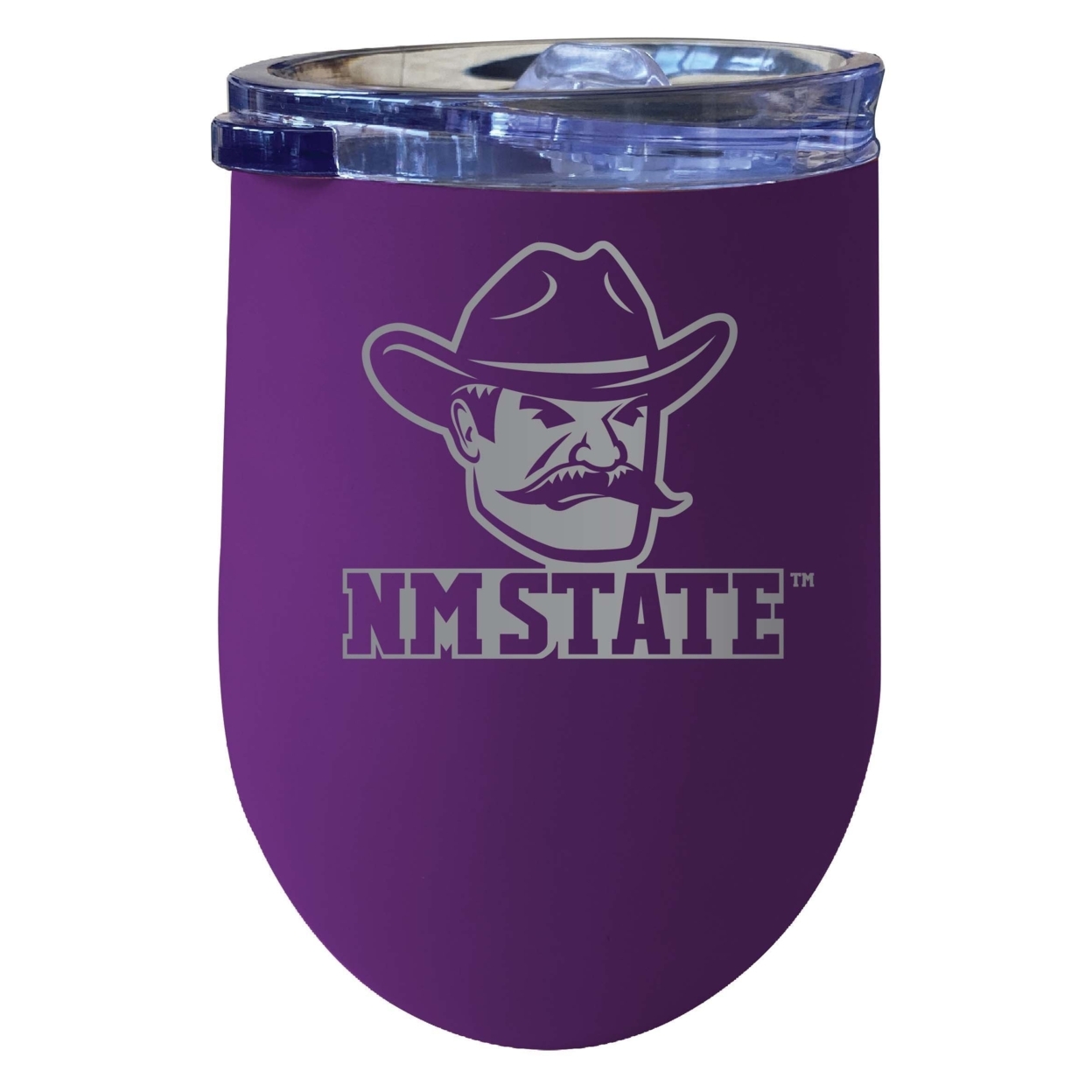 New Mexico State University Pistol Pete 12 Oz Etched Insulated Wine Stainless Steel Tumbler Purple