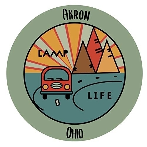 Akron Ohio Souvenir Decorative Stickers (Choose Theme And Size) - 4-Pack, 2-Inch, Camp Life
