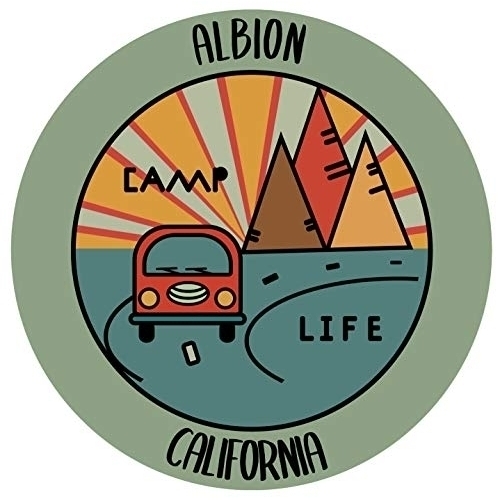 Albion California Souvenir Decorative Stickers (Choose Theme And Size) - 4-Pack, 2-Inch, Camp Life