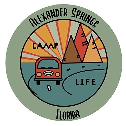 Alexander Springs Florida Souvenir Decorative Stickers (Choose Theme And Size) - 4-Pack, 4-Inch, Camp Life