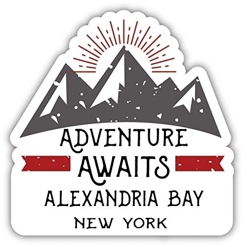 Alexandria Bay New York Souvenir Decorative Stickers (Choose Theme And Size) - 4-Pack, 4-Inch, Adventures Awaits