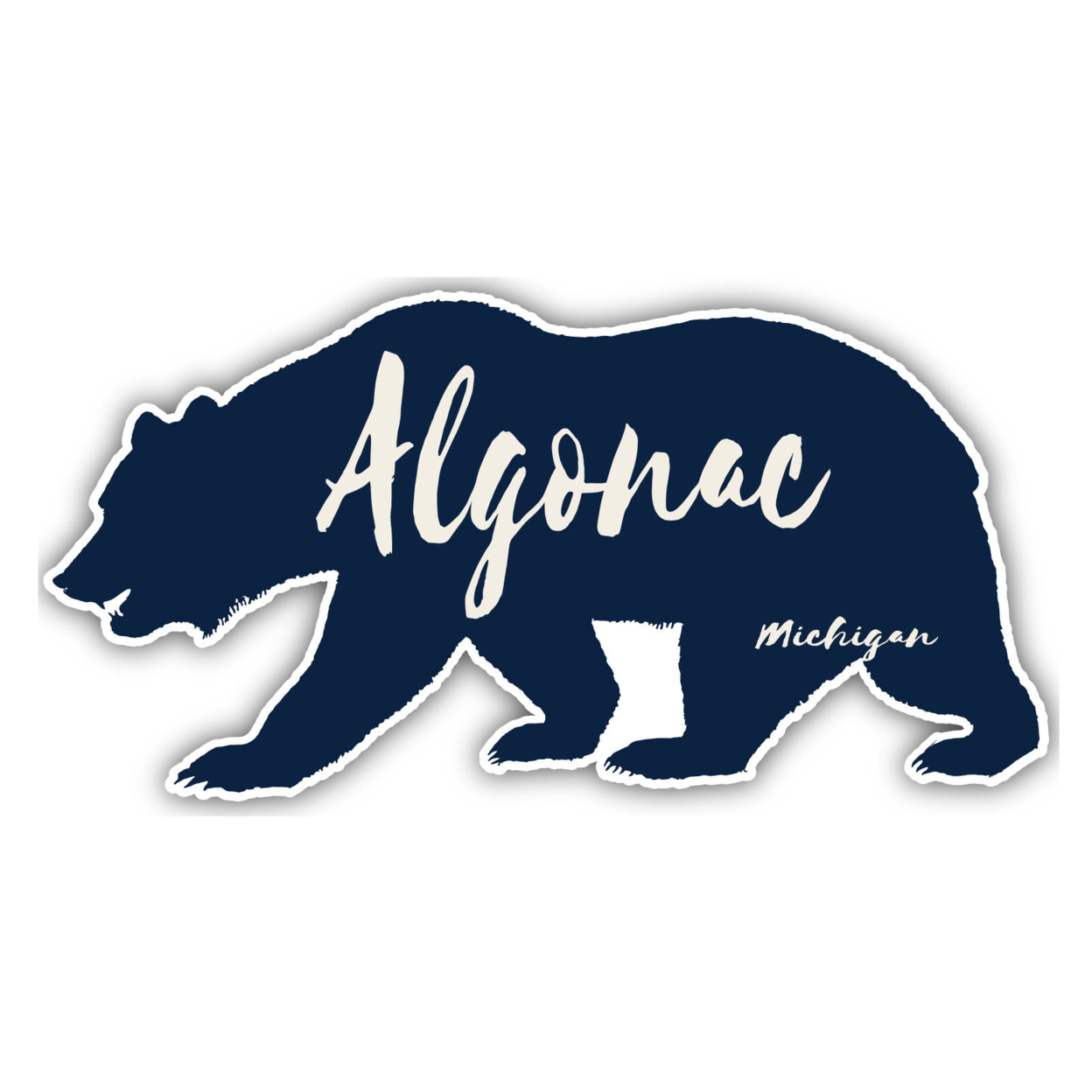 Algonac Michigan Souvenir Decorative Stickers (Choose Theme And Size) - 4-Pack, 10-Inch, Bear