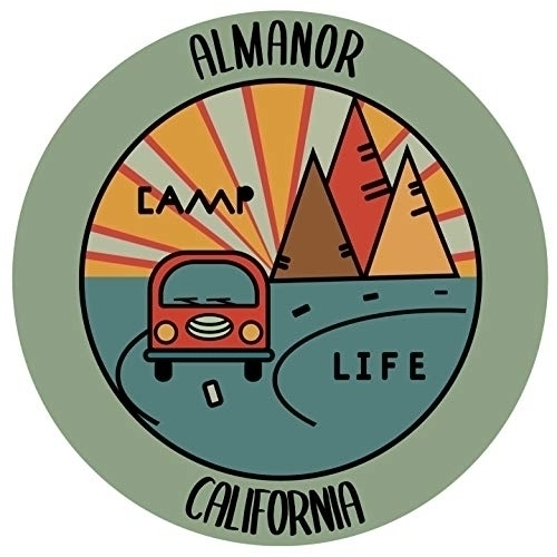 Almanor California Souvenir Decorative Stickers (Choose Theme And Size) - 4-Pack, 4-Inch, Camp Life