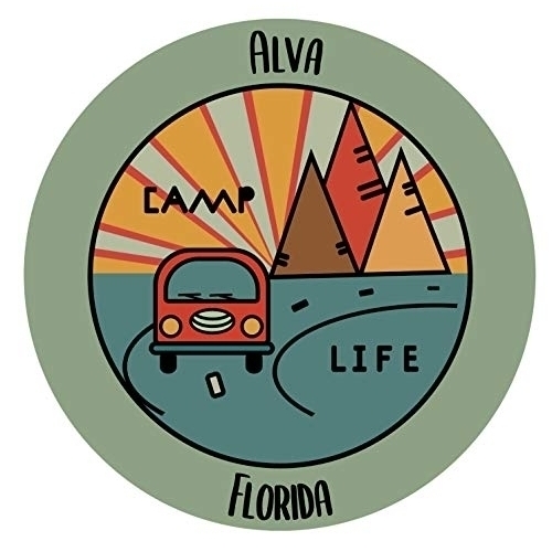 Alva Florida Souvenir Decorative Stickers (Choose Theme And Size) - 4-Pack, 4-Inch, Camp Life
