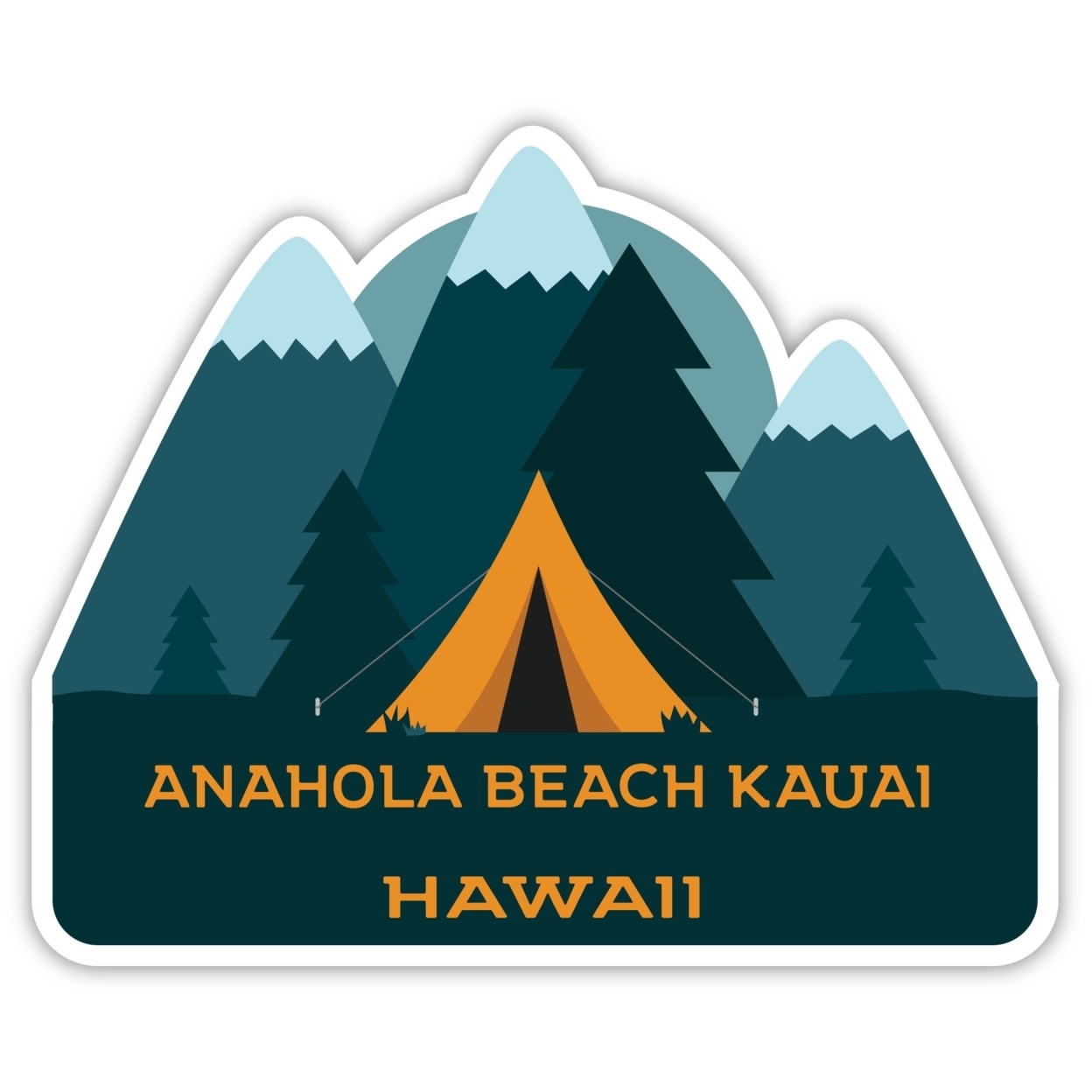 Anahola Beach Kauai Hawaii Souvenir Decorative Stickers (Choose Theme And Size) - 4-Pack, 4-Inch, Tent