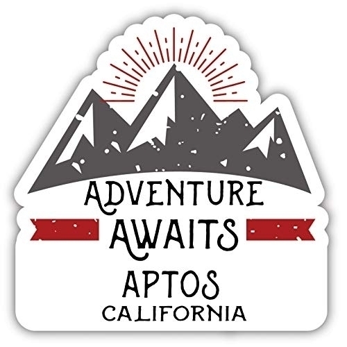 Aptos California Souvenir Decorative Stickers (Choose Theme And Size) - Single Unit, 4-Inch, Adventures Awaits