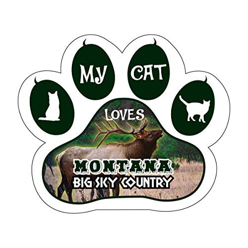 Montana Big Sky Country Elk State Souvenir Cat Lover Paw Magnet